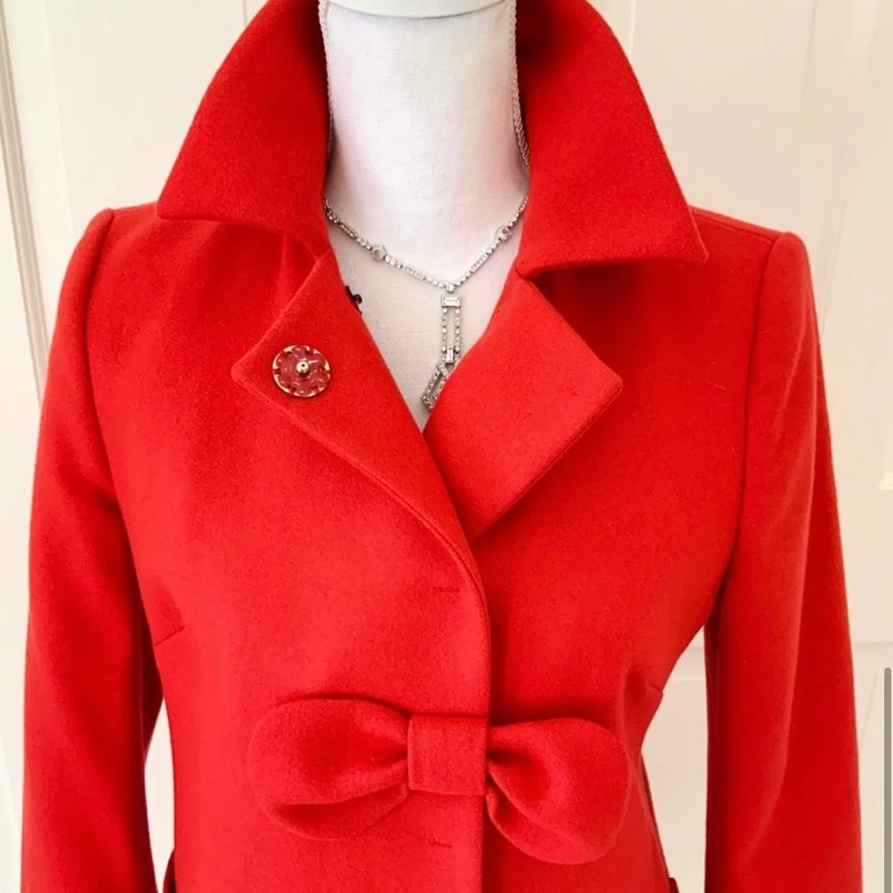 Red Valentino wool blend red coat with bows - Picture 6 of 12